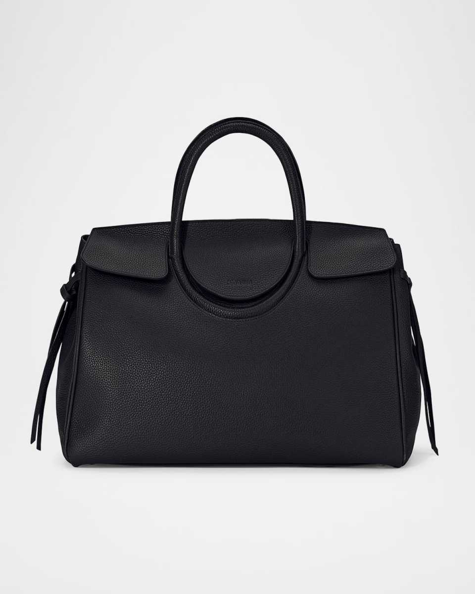 Maude Fold-Over Flap Leather Top-Handle Bag
